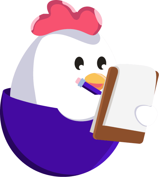 quill the chicken looking at a map